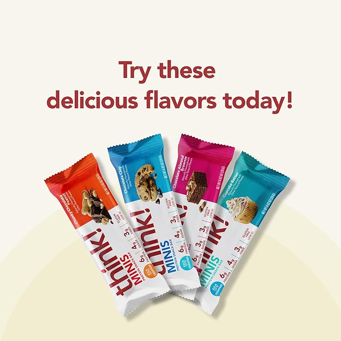 think! MINIS Protein Snack Bars Gluten Free Cupcake Batter 15 Count (Pack of 2)