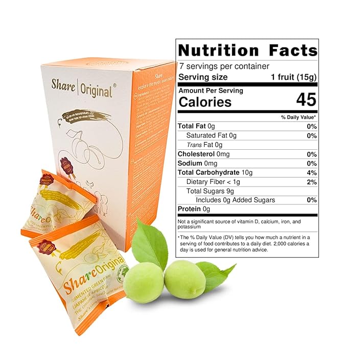 Share Original® Fermented Plum Japanese Apricot (7-pc Starter BOX) + 1 pc Pomelozzini for Tasting 30+ Month Naturally Fermented 110g | Green Plums/Japanese Apricots Vegan Lactose-Free