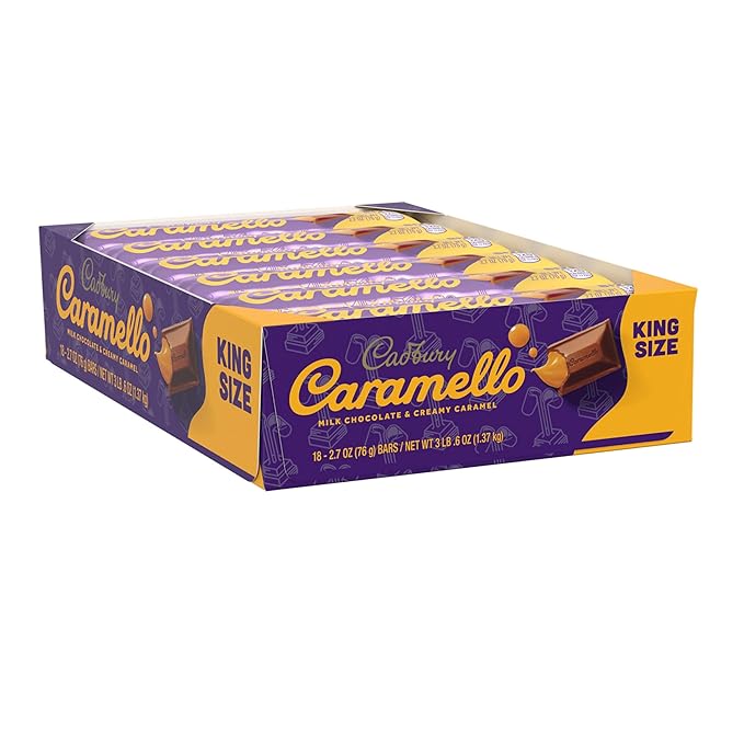 CADBURY CARAMELLO Milk Chocolate Caramel King Size Candy Bars 2.7 oz (18 Count)