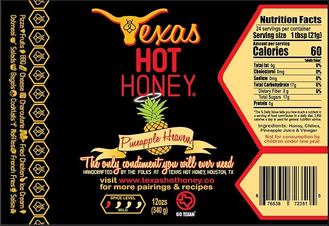 Texas Hot Honey – Duo: Extra Sting + Pineapple Heaven | 12 oz Bottles Pack of 2