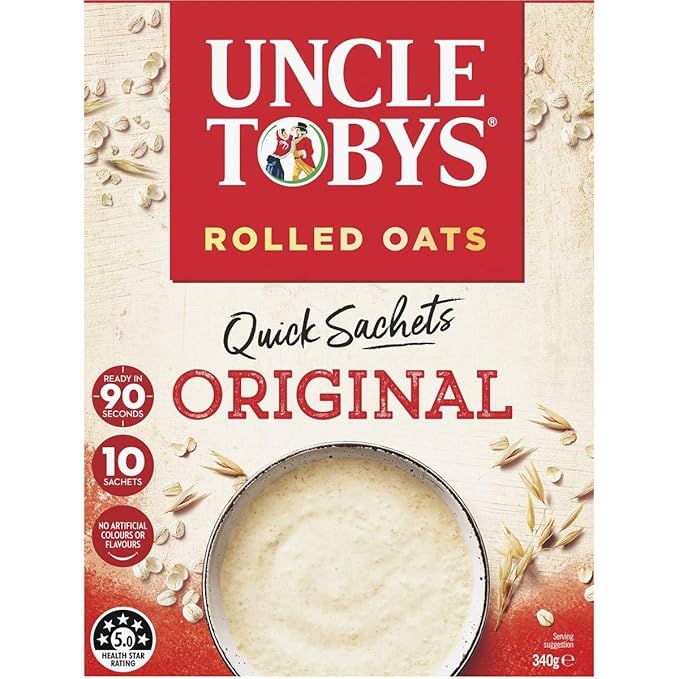 UNCLE TOBYS Oats Quick Sachets Original 10 Sachets 340g
