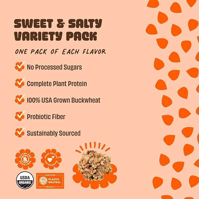 Clusterbucks Superfood Clusters – Grain-Free Keto-Friendly Granola with Regeneratively Grown Sprouted Buckwheat– Gluten-Free Low-Carb Organic Healthy Snack (6 Ounce (Pack of 6) Variety #3)