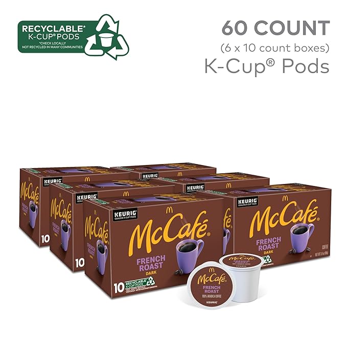 McCafe French Roast Single Serve Coffee Keurig K-Cup Pods Dark Roast 60 Count (6 Packs of 10)