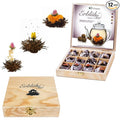 Creano Abloom Tea - Blooming Gift Set in Wooden Box - 12 Pieces in 3 Variations Black