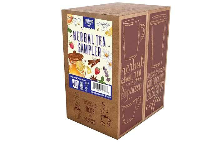 Two Rivers Assorted Herbal Tea Pods Variety Sampler Pack for Keurig K-Cup Brewers - 40 Count
