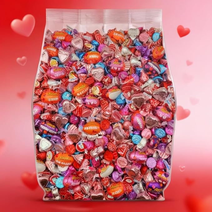Valentines Day Candy Variety Pack Bulk 2lb - Individually Wrapped Chocolate Candy Mix for Valentines Gifts Gift Bags Party Favors Classroom Exchange - Assorted Valentines Chocolate Candy Bulk Varie