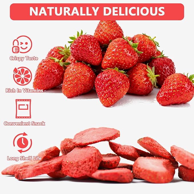 QZLGD Freeze Dried Strawberries Sliced 10.93oz/310g frozen strawberries fruit snacks for Kids or Adults For Garnishing Cocktails Cake Decoration Baking Fruit Sorbet