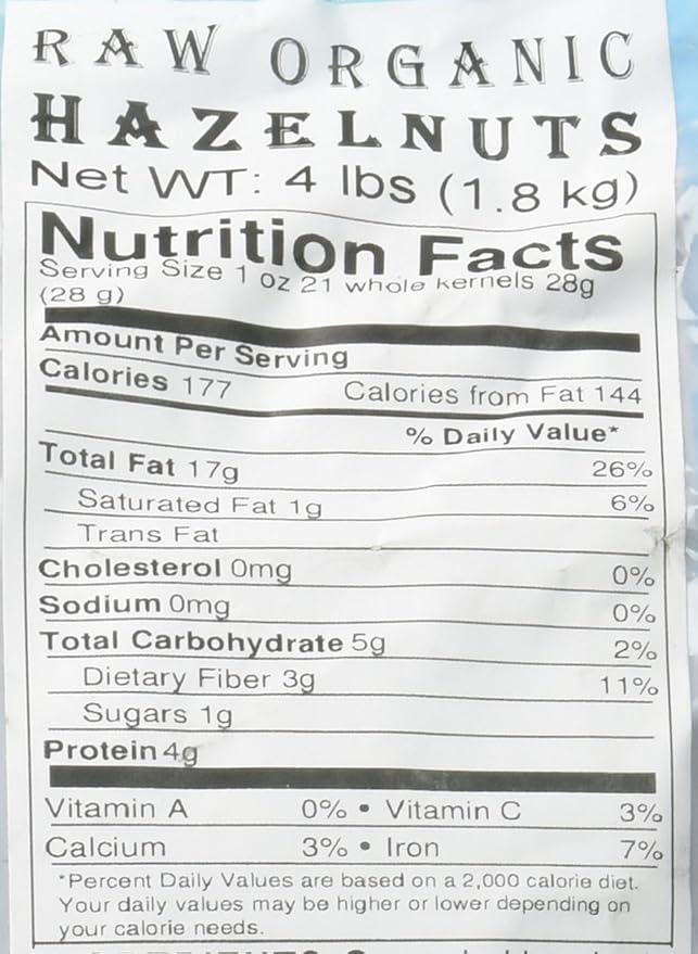 Food to Live Organic Hazelnuts 4 Pounds – Non-GMO Raw Filberts Whole Shelled Unsalted Kosher Vegan Bulk. Crunchy Wholesome Snack. Great for Baking Trail Mixes