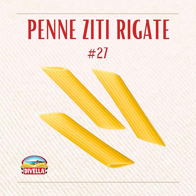 DIVELLA Penne Rigate #27 16 Oz. (Pack of 20) - Authentic Italian Pasta Made with Durum Wheat Semolina Perfect 'Al Dente' Texture for Every Dish