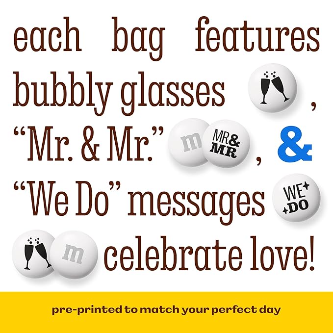 M&ampM’S WORLD “Mr. and Mr.” Milk Chocolate Candy 2 lbs Bulk Candy for Wedding Decorations Unique Favors or Cake Topper