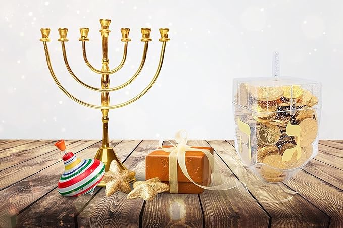 Jumbo Hanukkah Dreidel Filled with Chocolate Gelt Coins 80 Chocolate Half Dollar Coins Chanukah Gelt Kosher (8-Pack)