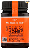Wedderspoon Raw Monofloral Manuka Honey Kfactor 16 Non-GMO 17.6 Oz (Pack of 6)