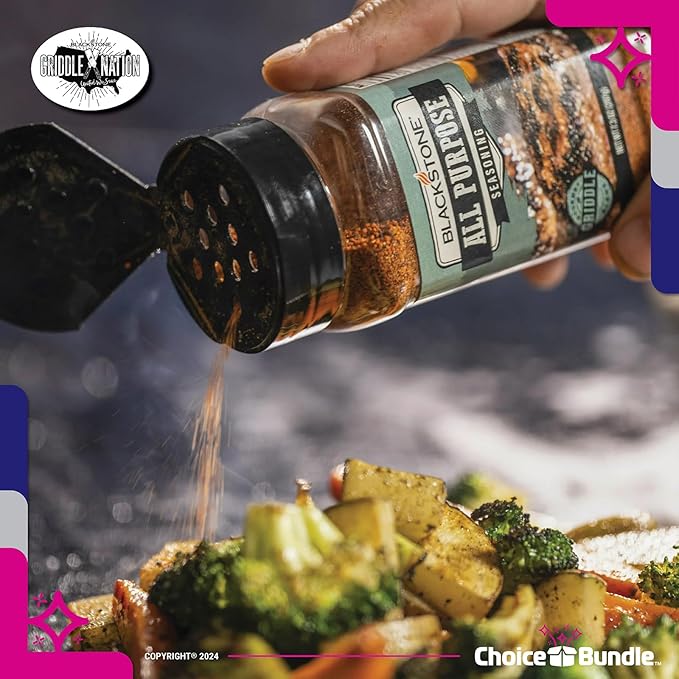 Blackstone All Purpose (AP) &amp Steakhouse Savory Seasoning – Gourmet Griddle Premium BBQ Barbecue Rub 4 Pk Choice Bundle (29.2 oz) + BBQ Guide &amp Opener (6 Items)!