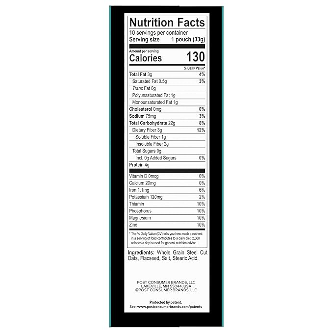 Better Oats Steel Cut Instant Oatmeal Packets Original Flavor with Flax Seeds Quick-Cooking Breakfast Box of 10 Pouches (Pack of 6)