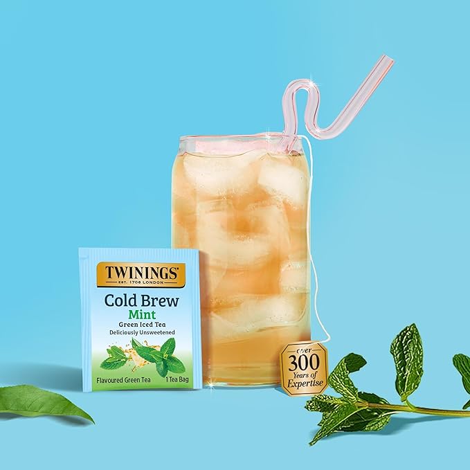 Twinings Mint Green Cold Brew Iced Tea Bags 20 Count (Pack of 6) Unsweetened Flavoured Green Tea Caffeinated 120 Teabags