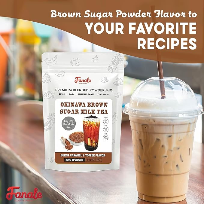 Fanale Premium Okinawa Brown Sugar Bubble Tea Flavoring Powder | Perfect for Baking Smoothies Desserts and Drinks | Instant Flavoring Powder for Boba Milk Tea - 2.2 Pounds (Pack of 20).