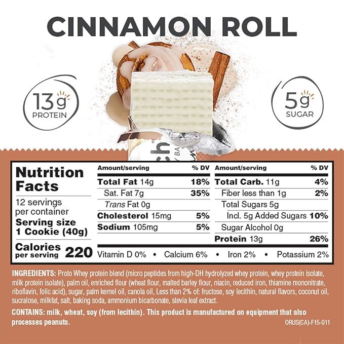 Power Crunch Protein Wafer Bars High Protein Snacks with Delicious Taste Cinnamon Roll 1.4 Ounce (12 Count)