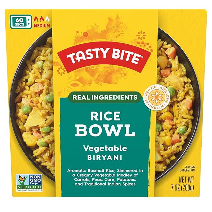 Tasty Bite Vegetable Biryani Rice Bowl Ready to Eat Microwaveable Gluten Free 7 Ounce (Pack of 6)