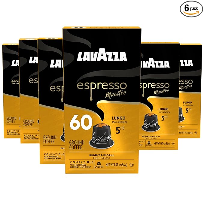 Lavazza Espresso Maestro Lungo Aluminum Capsules Compatible with Nespr ...