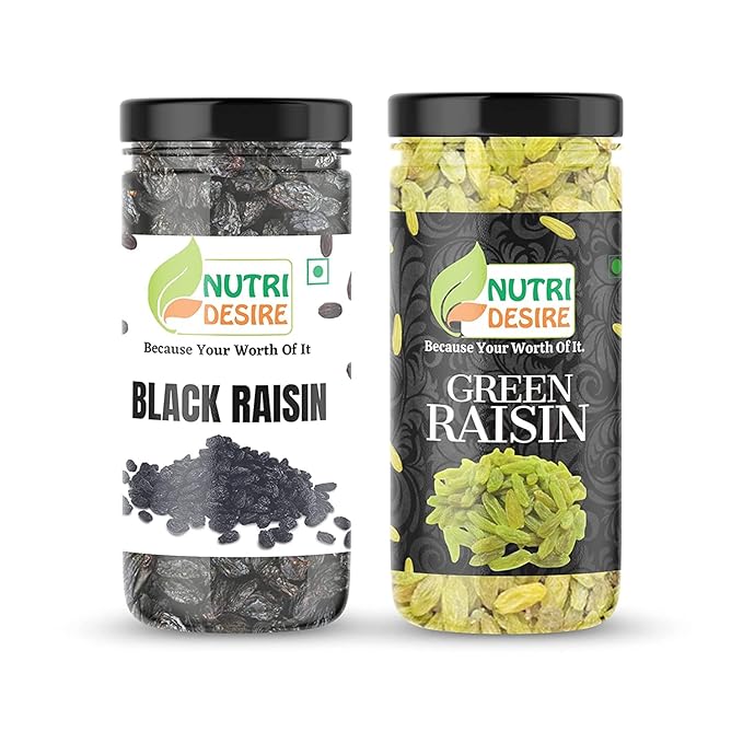 Nutri Desire Raisin Combo 300gm (150*2) (Green Raisin Black Raisins) (300gm)