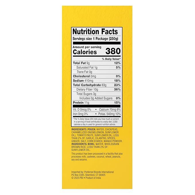 Tasty Bite Indian Style Chickpeas &amp Rice Bowl 8.8 Ounce Pack of 6 Ready to Eat Organic Brown Rice Microwaveable Vegan