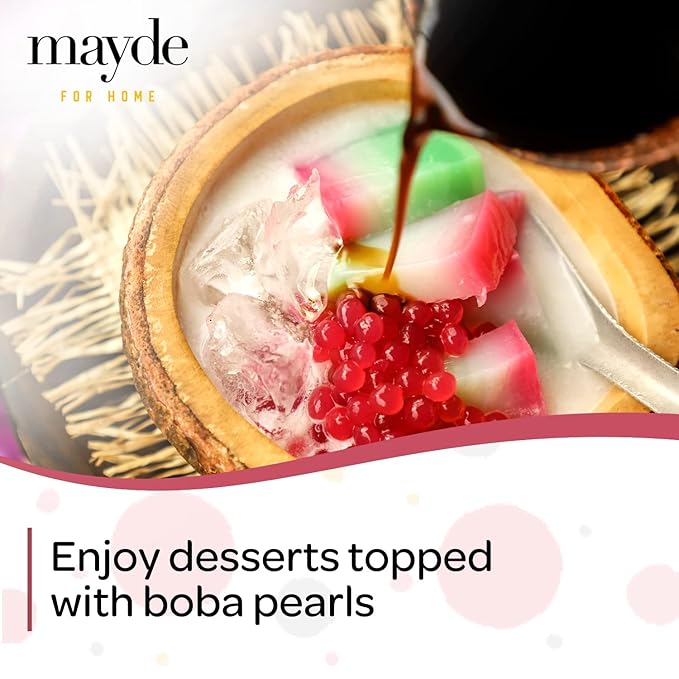 Mayde Popping Boba Pearls Strawberry Boba Popping Pearls Bursting Balls for Drinks Desserts &amp Breakfast Bowls Strawberry Flavor 7 Pounds