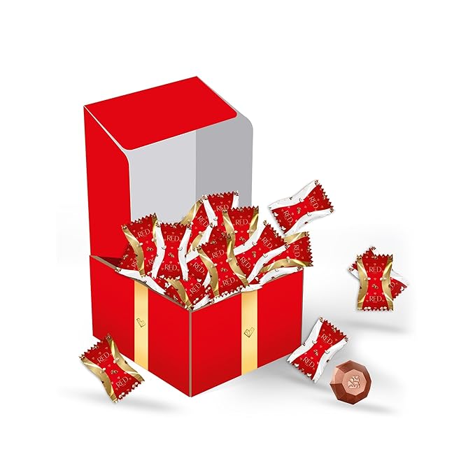 RED Delight®™ 100 Piece Chocolate Gift Box (100 Piece Gift Box w/Truffles + 14 Plush Bear Variety: Coconut + Hazelnut &amp Macadamia)