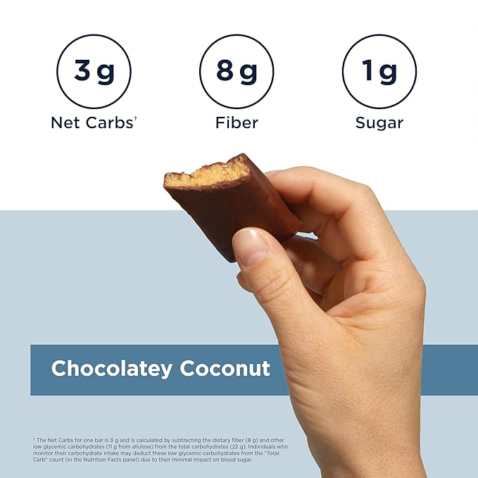 Designs for Health Cocommune Bars (12 Bars) | Prebiotic Fiber Bar with 8 g Fiber for Gut &amp Digestive Support – Sweetened with Allulose – Vegan Dairy-Free Gluten-Free Non-GMO 1 g Sugar
