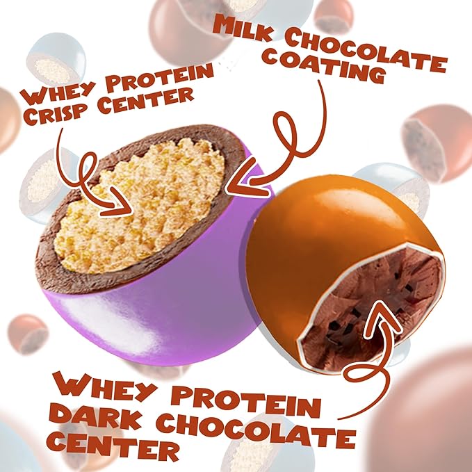 POINTS! KRUNCH Milk + Dark Chocolate High Protein Snack 10g of Protein Coated Candy Shell with a Crispy Whey Center Healthy Protein Packed Candy No Artificial Additives Created by Hummii Snacks (