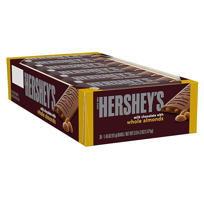 HERSHEY'S Milk Chocolate with Whole Almonds Candy Bars 1.45 oz (36 Count)