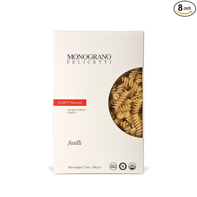Monograno Felicetti Kamut Fusilli Pasta Italian Organic Non-GMO 17.6oz (500g) 8 Pack