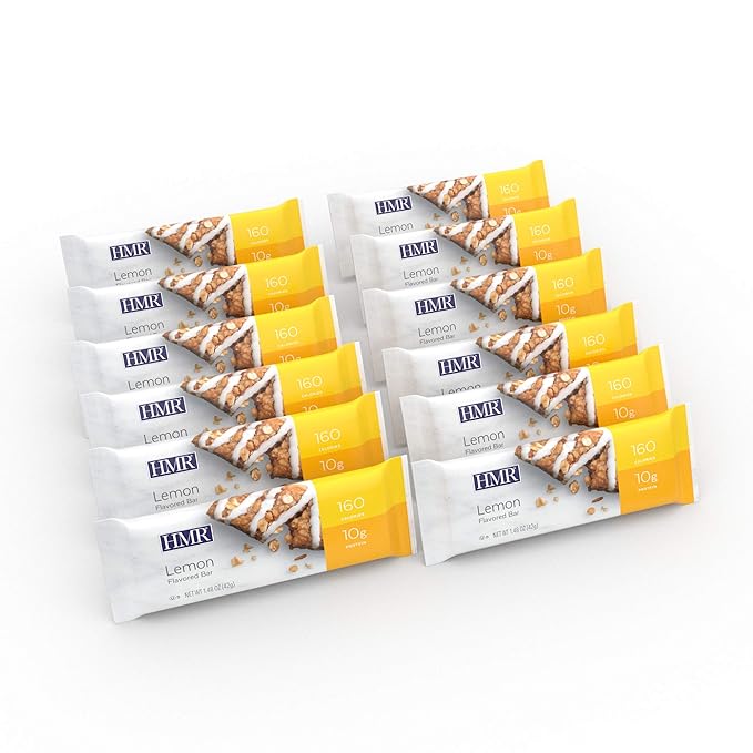 HMR Lemon and Iced Oatmeal Flavored Protein Bar Bundle 10g Protein 150-160 Calories each 48 Count