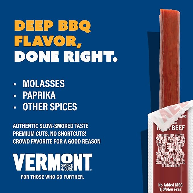 Vermont Smoke &amp Cure BBQ Seasoned Beef Sticks Gluten Free 1 Ounce (Pack of 24)