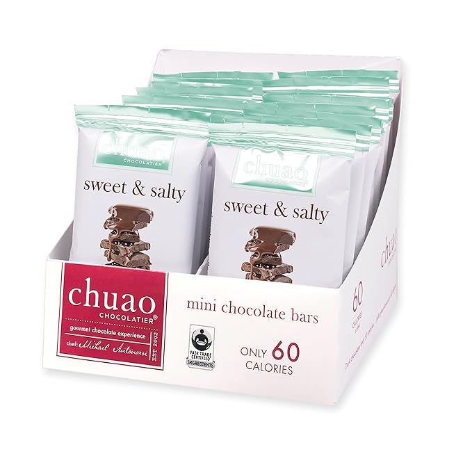 Chuao Chocolatier Sweet &amp Salty Milk Chocolate Mini Bars | Gourmet Chocolate Sea Salt European No Preservatives | For Gift Baskets Christmas Valentines Day Gifts for Women Men Birthday Thank