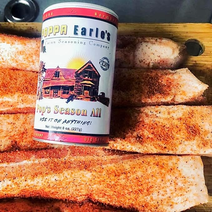 Poppa Earle's Seasoning (Cajun Seasoning Company) Gluten Free and No MSG All Purpose Seasoning Pops Season-all Pack of 3 (8) ounce cans