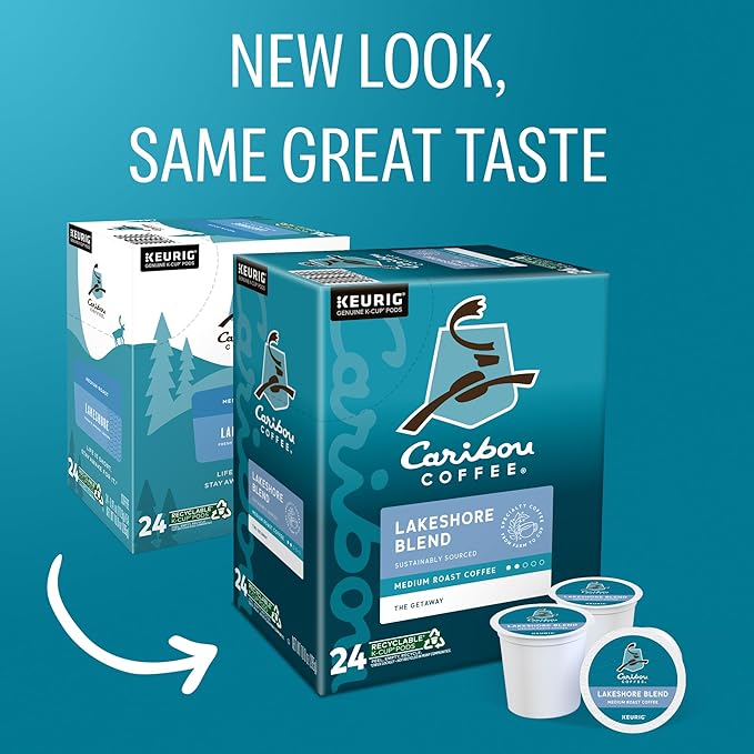 Caribou Coffee Lakeshore Blend Keurig Single-Serve K-Cup Pods Medium Roast 24 Count (Pack of 4)