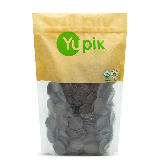 Yupik Organic Dark Chocolate Wafers 70% Cacao 2.2 lb (35.2 oz) Vegan Gluten-Free GMO-Free Kosher Dairy-Free Rich Dark Chocolate Melts Smoothly Ideal for Snacking Baking Coating &amp Toppi