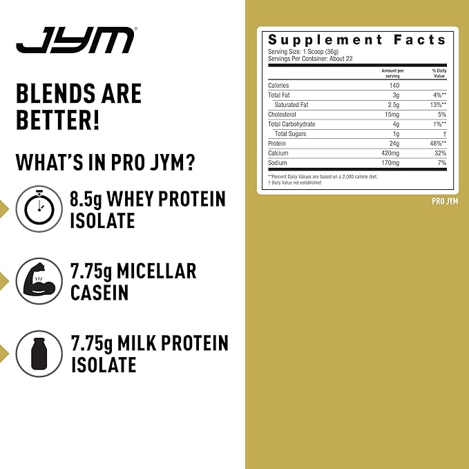 JYM Supplement Science Pro JYM Chocolate Cookie Crunch Protein Powder - Whey Protein Isolates Casein &amp Milk Protein Lean Muscle Building for Men &amp Women 22 Servings
