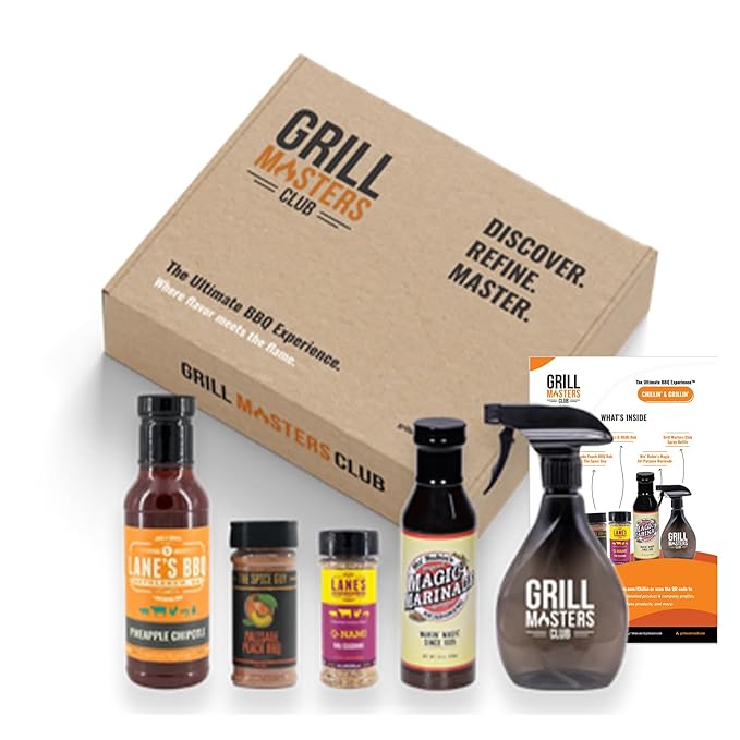 Grill Masters Club Chillin &amp Grillin BBQ Box | Premium BBQ Spices Sauces and Seasoning for the Ultimate Grill Master | Essential for Cooking Grilling and Smoking | Perfect Grill Gift for Men &a