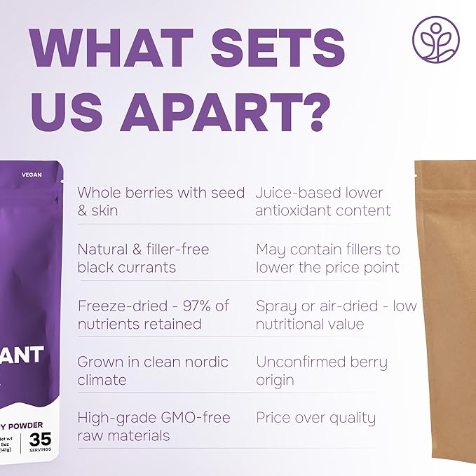 Jungle Powders Black Currant Powder Organic 5 Ounce Bag - USDA Certified Freeze Dried Black Currants for Recovery - Rich In Anthocyanins &amp Polyphenols Blackcurrant Extract for Smoothies Tea Baki