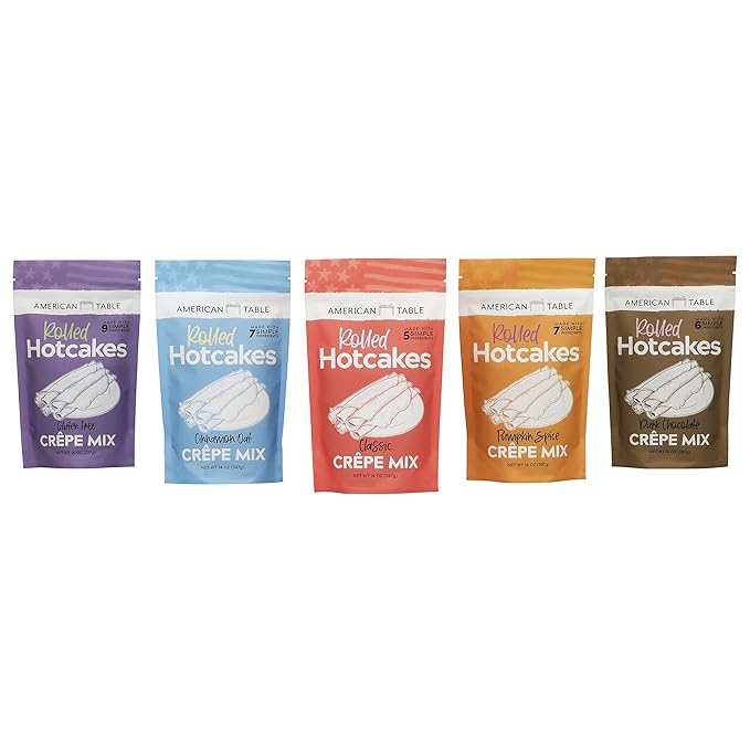 Classic Rolled Hotcakes Crepe Mix by American Table Made with American-Grown Organic Wheat Flour &amp Pure Vanilla French-Style Non-GMO Low Sugar No Preservatives Quick Prep Makes 72 Crepes (1