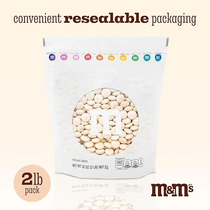 M&ampM’S WORLD Cream Milk Chocolate Candy - 2lbs of Chocolate Candy Bulk in a Resealable Pack For Weddings Graduations Birthday Party Favors Desserts &amp More