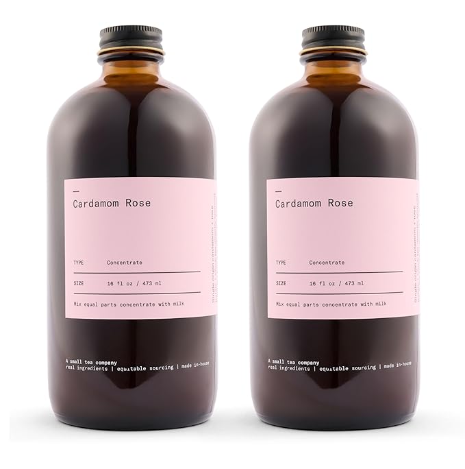 Dona Cardamom Rose Tea Concentrate Small-Batch Single-Origin Spices Hot or Iced Chai 16 Fl Ounce Bottles (Pack of 2) (Standard 32 Fl Oz)