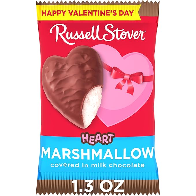 RUSSELL STOVER Valentine's Day Milk Chocolate Marshmallow Heart 1.3 oz. (Pack of 18)