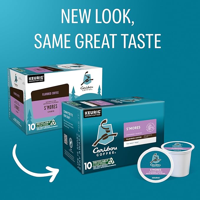 Caribou S’mores Cabin Coffee Single Serve Keurig K-Cup Pods Medium Roast Coffee 60 Count (6 Packs of 10)