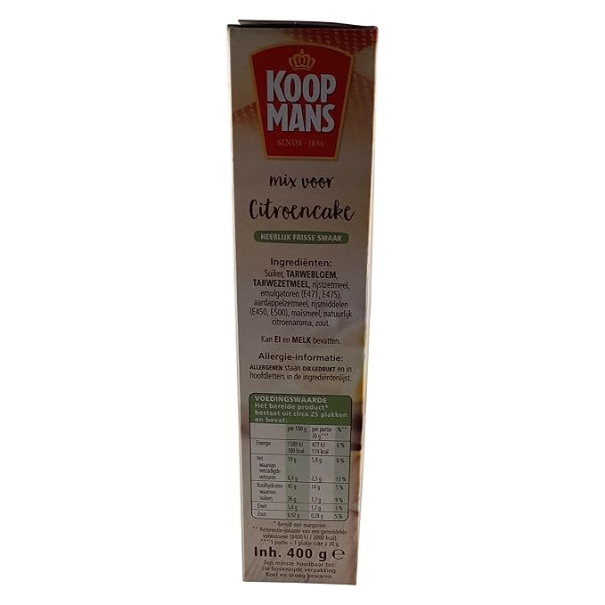 Koopmans | Lemon Cake Mix | Lemon Cake | Lemon Cake Mix | | Lemon Desserts | 14.1 Ounce Total Weight | Lemon Desserts | 14.1 Ounce Total Weight