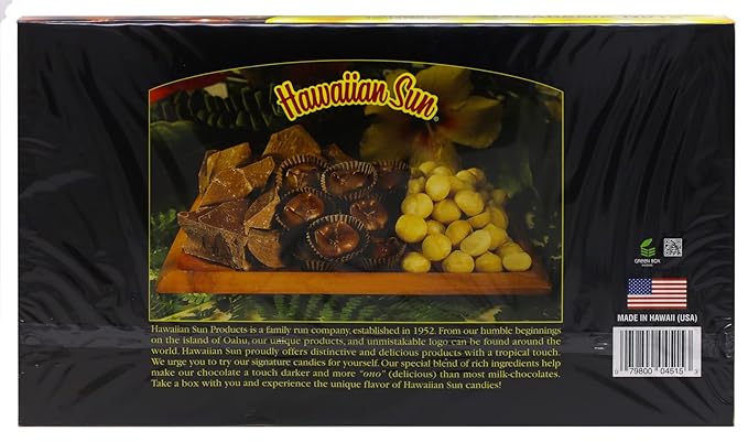 Hawaiian Sun Island Chocolates Gift Pack Chocolate Macadamia Nuts 5 oz Kona Crunch 6 oz and 70% cacao dark chocolate macadamia 5 oz (Chocolate Covered Macadamia Nuts 5 oz)