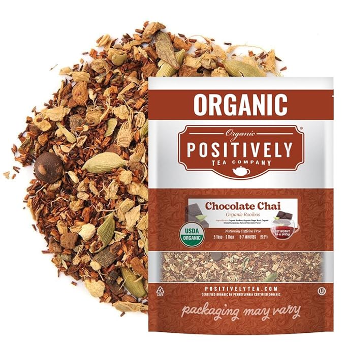Organic Positively Tea Company Rooibos Chocolate Chai Tea Loose Leaf 16 Ounce