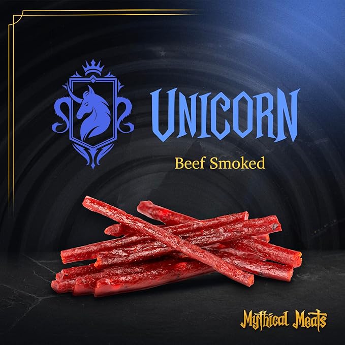 Mythical Meats Original Flavor Unicorn 12-Pack Snack Sticks – Smoked Beef – Dried &amp Dehydrated Meats Seasoned to Perfection – High Protein Snacks