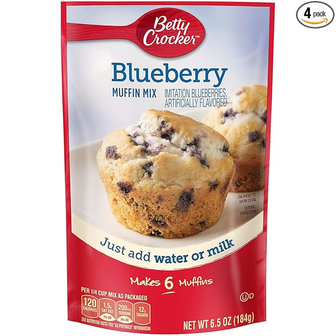 Betty Crocker Blueberry Muffin Mix 6.5 oz (Pack of 4)